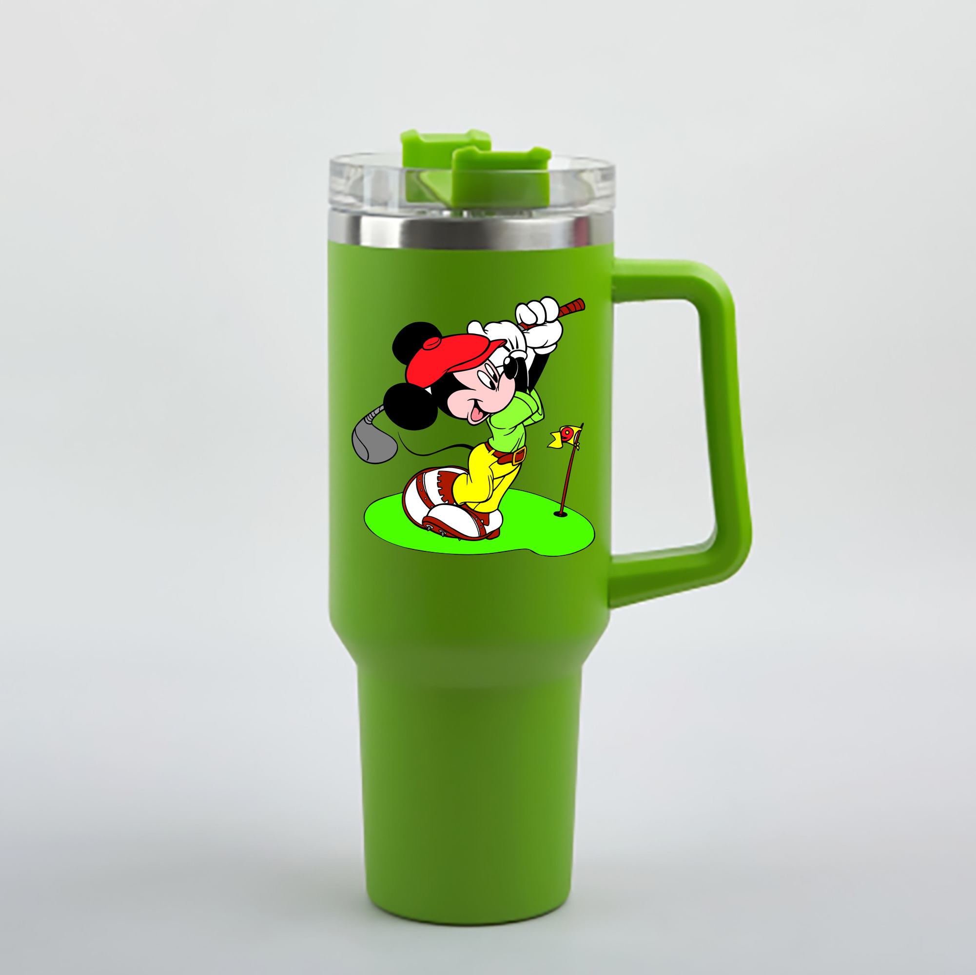 （画像用） ミッキーマウス Mickey Mouse 1200mL車用タンブラー - クリスタルステッカー（プラスチックストロー付き）
